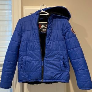 Boys L (16/18) Climate Concepts Puffer Jacket with faux fur lining